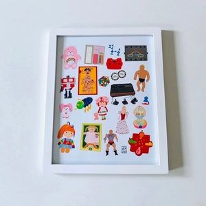 RARE Framed Handmade “80’s Vintage Toys” Wall Art